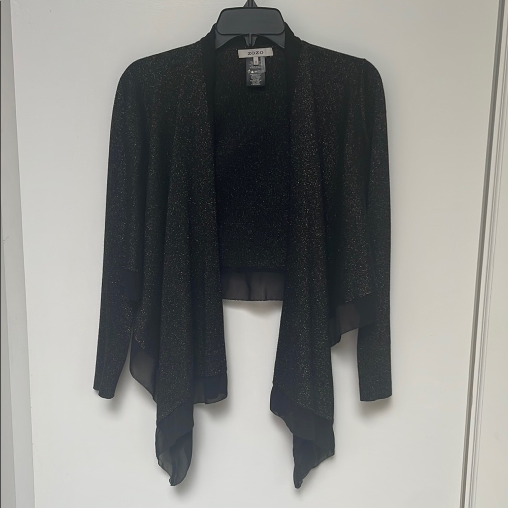 Black silver sweater with Waterfall Front